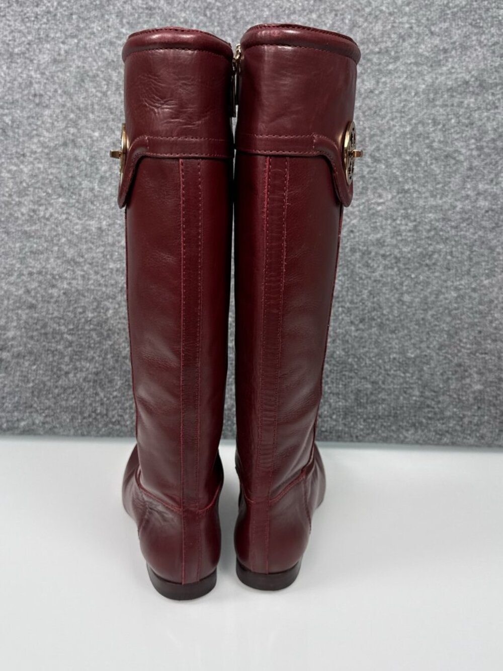 Tory Burch Classic Tall Riding Boot Burgundy Women's 6.5 - Picture 2 of 13